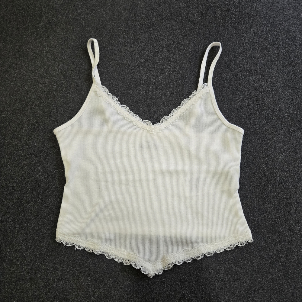 Hollister White Lace Trim Cami Top